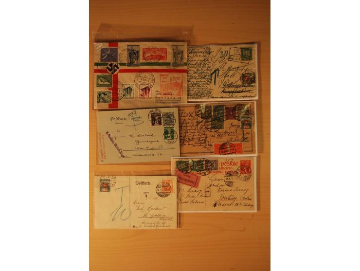 1878/1940 (ca.), 80 Briefe und Karten mit Frankaturkombinationen mit ausländischen Ausgaben, dabei Portobelege, Nachsendefran