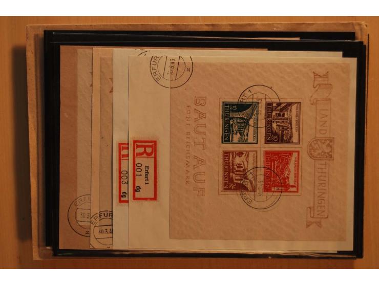 1945/46, postfrische und meist gestempelte kleine Partie, dabei u.a. 2 Großbogen Brückenbau auf dünnem Papier, 8mal Block 4a 