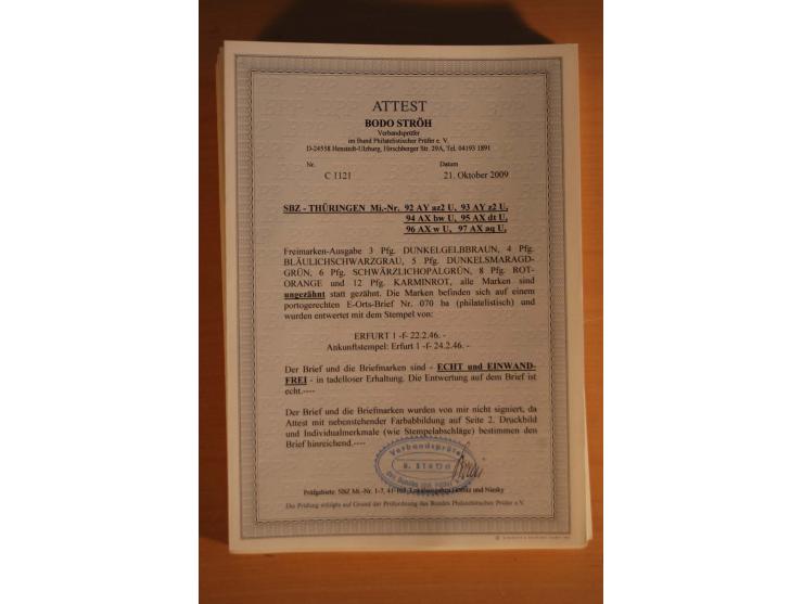 1945/46, postfrische und meist gestempelte kleine Partie, dabei u.a. 2 Großbogen Brückenbau auf dünnem Papier, 8mal Block 4a 