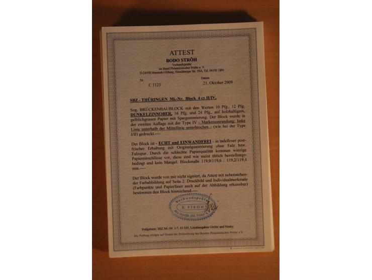 1945/46, postfrische und meist gestempelte kleine Partie, dabei u.a. 2 Großbogen Brückenbau auf dünnem Papier, 8mal Block 4a 