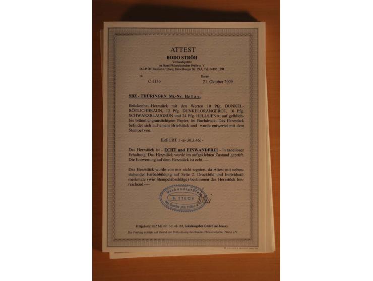 1945/46, postfrische und meist gestempelte kleine Partie, dabei u.a. 2 Großbogen Brückenbau auf dünnem Papier, 8mal Block 4a 