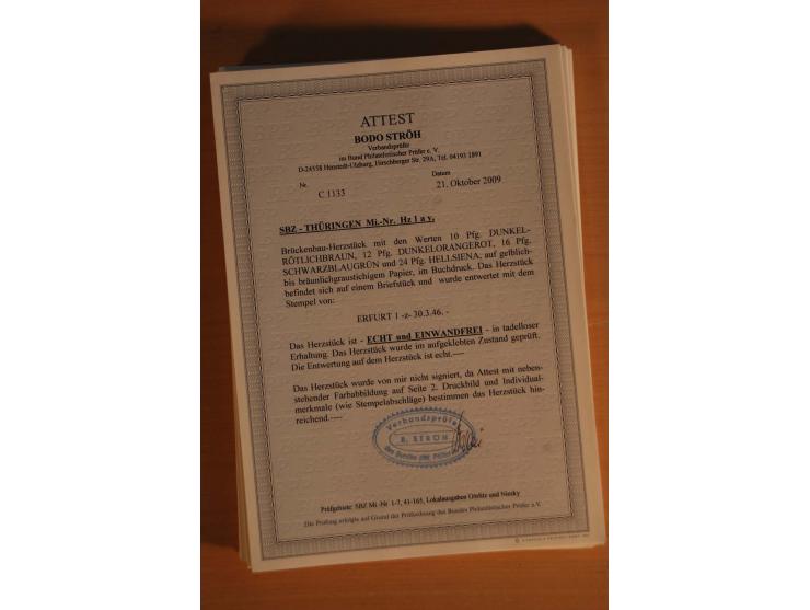 1945/46, postfrische und meist gestempelte kleine Partie, dabei u.a. 2 Großbogen Brückenbau auf dünnem Papier, 8mal Block 4a 