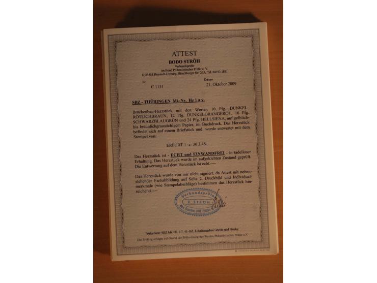1945/46, postfrische und meist gestempelte kleine Partie, dabei u.a. 2 Großbogen Brückenbau auf dünnem Papier, 8mal Block 4a 