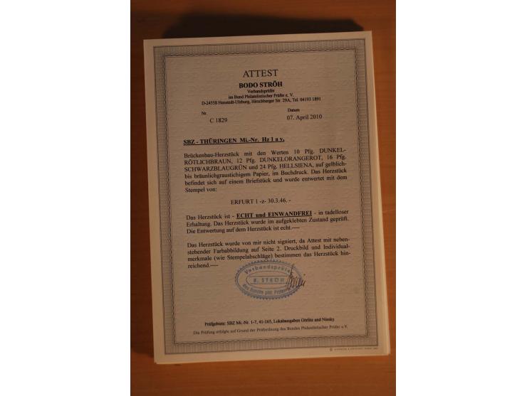 1945/46, postfrische und meist gestempelte kleine Partie, dabei u.a. 2 Großbogen Brückenbau auf dünnem Papier, 8mal Block 4a 