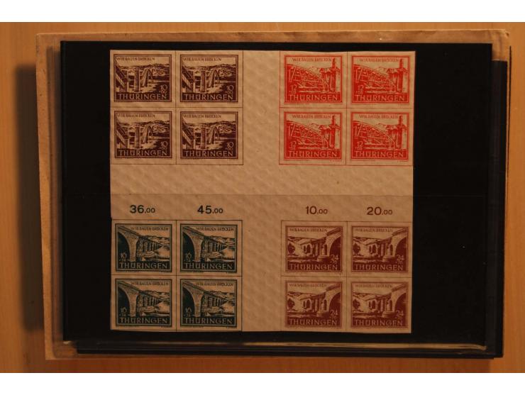 1945/46, postfrische und meist gestempelte kleine Partie, dabei u.a. 2 Großbogen Brückenbau auf dünnem Papier, 8mal Block 4a 