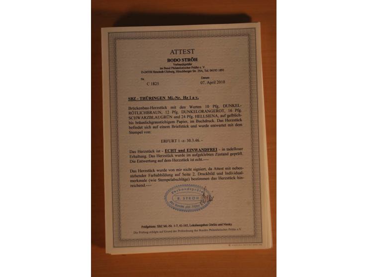 1945/46, postfrische und meist gestempelte kleine Partie, dabei u.a. 2 Großbogen Brückenbau auf dünnem Papier, 8mal Block 4a 