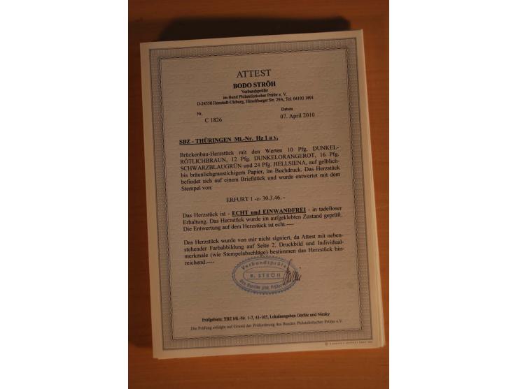 1945/46, postfrische und meist gestempelte kleine Partie, dabei u.a. 2 Großbogen Brückenbau auf dünnem Papier, 8mal Block 4a 