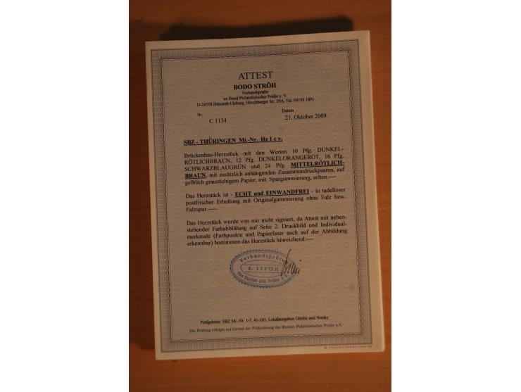 1945/46, postfrische und meist gestempelte kleine Partie, dabei u.a. 2 Großbogen Brückenbau auf dünnem Papier, 8mal Block 4a 