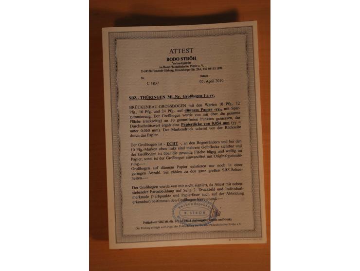 1945/46, postfrische und meist gestempelte kleine Partie, dabei u.a. 2 Großbogen Brückenbau auf dünnem Papier, 8mal Block 4a 