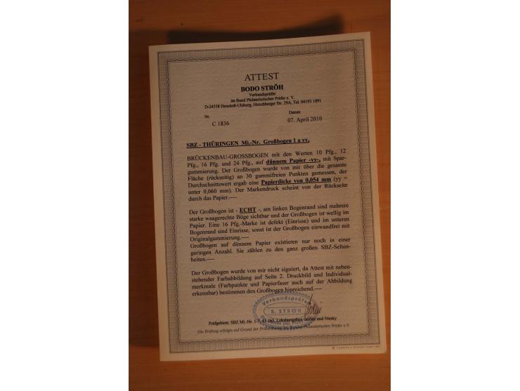 1945/46, postfrische und meist gestempelte kleine Partie, dabei u.a. 2 Großbogen Brückenbau auf dünnem Papier, 8mal Block 4a 