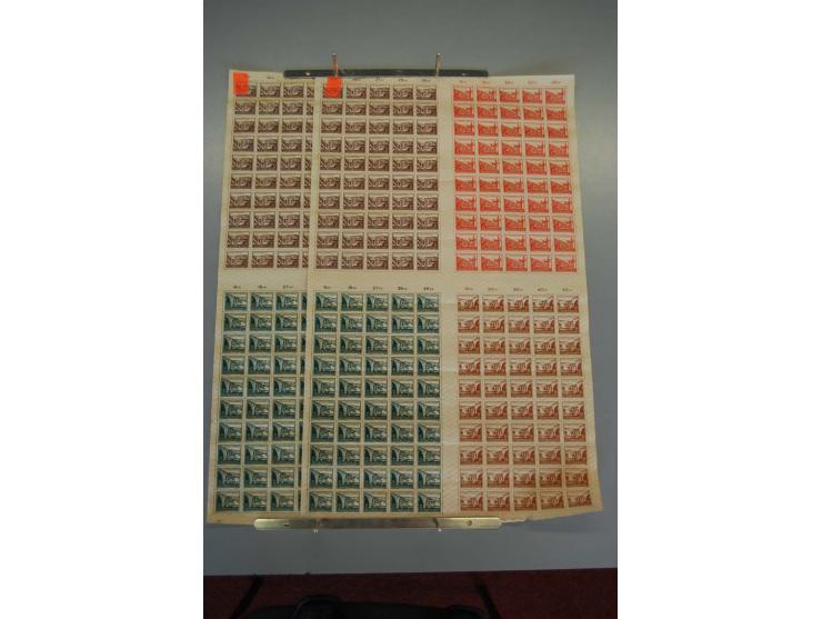 1945/46, postfrische und meist gestempelte kleine Partie, dabei u.a. 2 Großbogen Brückenbau auf dünnem Papier, 8mal Block 4a 