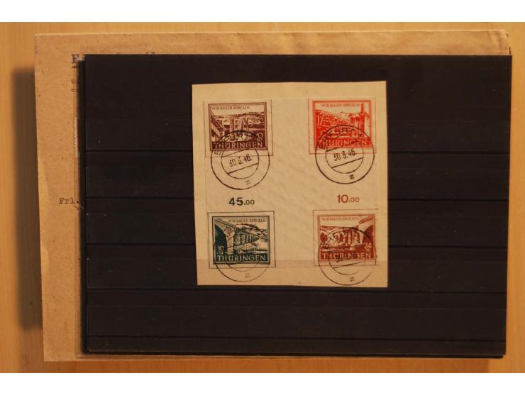 1945/46, postfrische und meist gestempelte kleine Partie, dabei u.a. 2 Großbogen Brückenbau auf dünnem Papier, 8mal Block 4a 