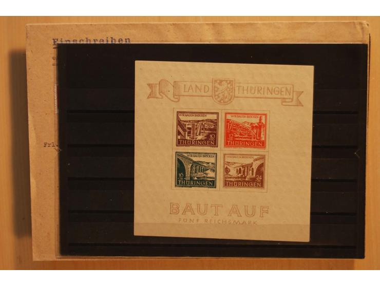 1945/46, postfrische und meist gestempelte kleine Partie, dabei u.a. 2 Großbogen Brückenbau auf dünnem Papier, 8mal Block 4a 