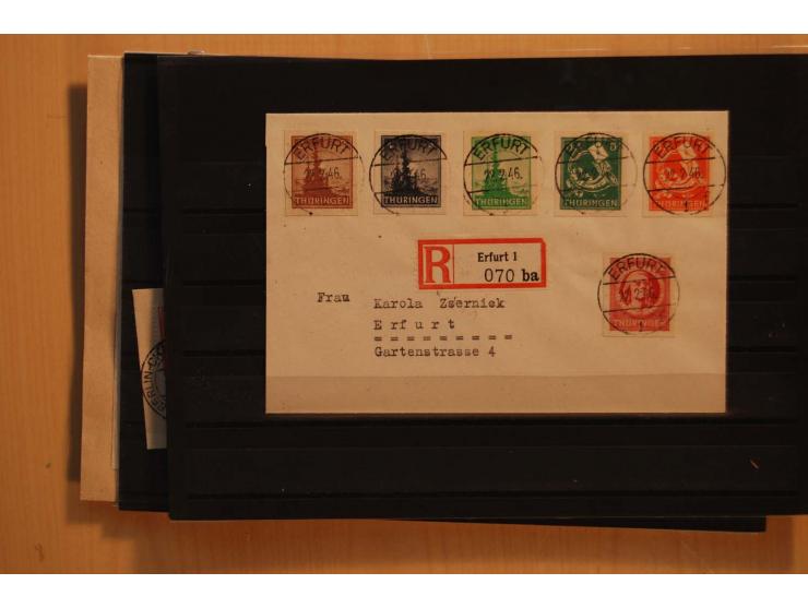 1945/46, postfrische und meist gestempelte kleine Partie, dabei u.a. 2 Großbogen Brückenbau auf dünnem Papier, 8mal Block 4a 