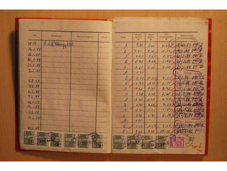 1966/90, ZKD-Kontrollbuch aus 1972 bis 1990 mit einigen frankierten Seiten, dazu ZKD-Ausweis von 1966 und 5 Briefe mit divers