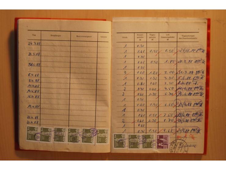 1966/90, ZKD-Kontrollbuch aus 1972 bis 1990 mit einigen frankierten Seiten, dazu ZKD-Ausweis von 1966 und 5 Briefe mit divers