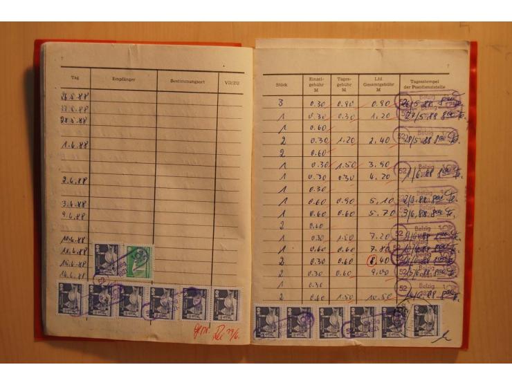 1966/90, ZKD-Kontrollbuch aus 1972 bis 1990 mit einigen frankierten Seiten, dazu ZKD-Ausweis von 1966 und 5 Briefe mit divers