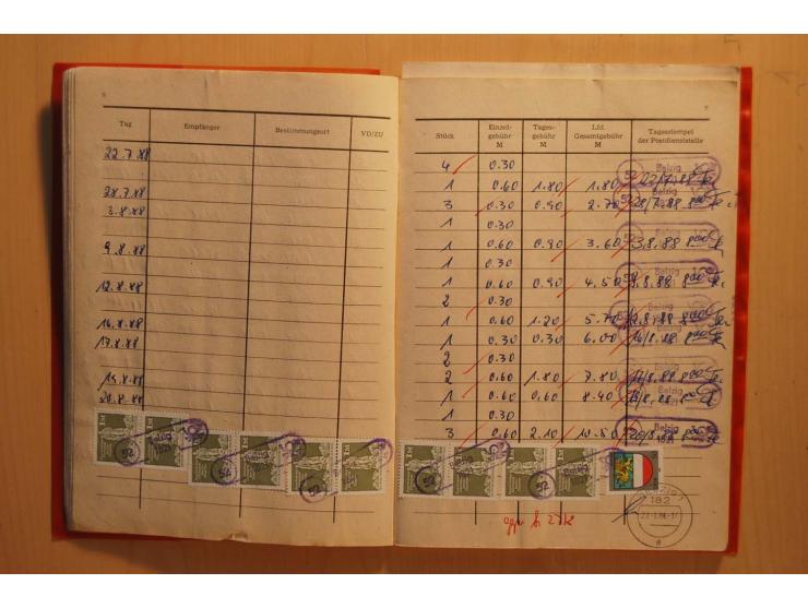 1966/90, ZKD-Kontrollbuch aus 1972 bis 1990 mit einigen frankierten Seiten, dazu ZKD-Ausweis von 1966 und 5 Briefe mit divers