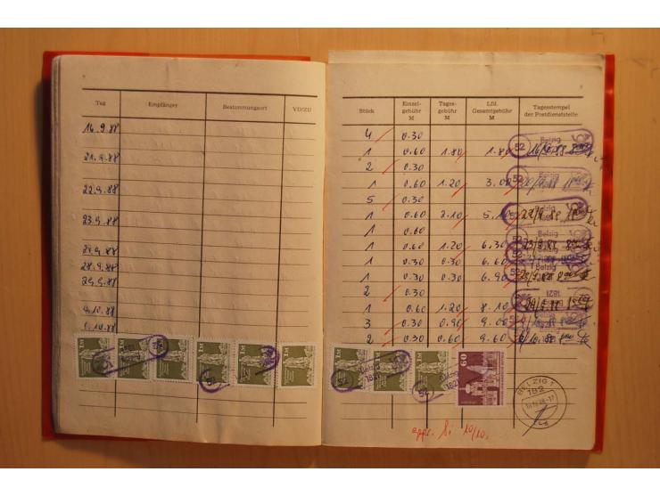 1966/90, ZKD-Kontrollbuch aus 1972 bis 1990 mit einigen frankierten Seiten, dazu ZKD-Ausweis von 1966 und 5 Briefe mit divers