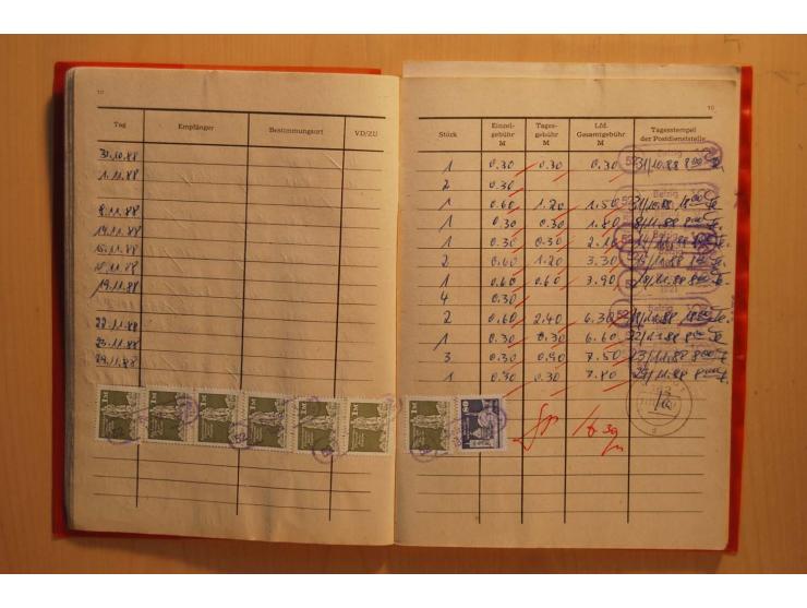 1966/90, ZKD-Kontrollbuch aus 1972 bis 1990 mit einigen frankierten Seiten, dazu ZKD-Ausweis von 1966 und 5 Briefe mit divers