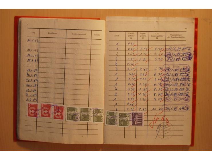 1966/90, ZKD-Kontrollbuch aus 1972 bis 1990 mit einigen frankierten Seiten, dazu ZKD-Ausweis von 1966 und 5 Briefe mit divers