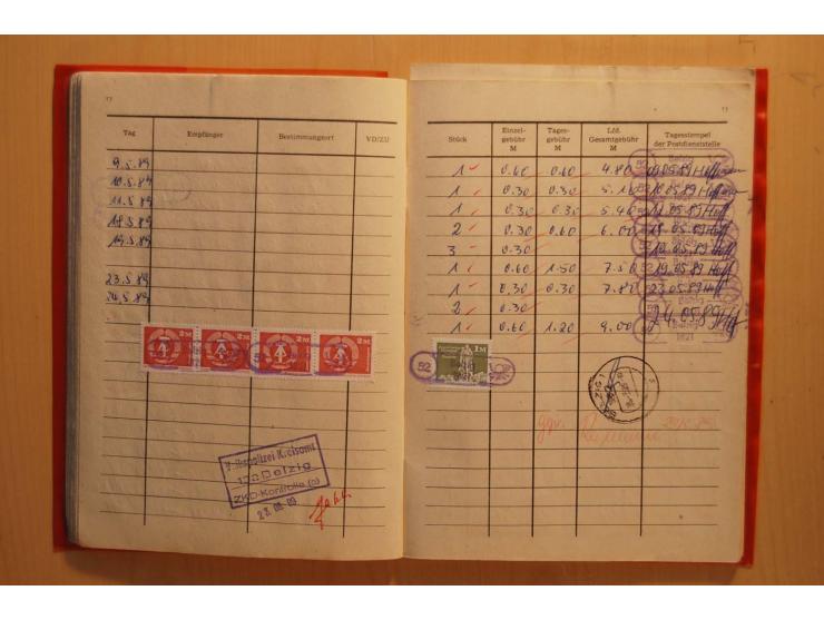 1966/90, ZKD-Kontrollbuch aus 1972 bis 1990 mit einigen frankierten Seiten, dazu ZKD-Ausweis von 1966 und 5 Briefe mit divers