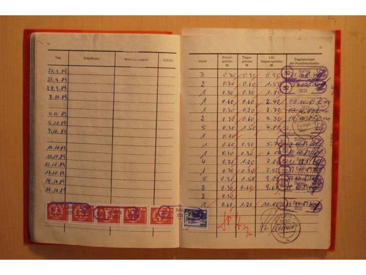 1966/90, ZKD-Kontrollbuch aus 1972 bis 1990 mit einigen frankierten Seiten, dazu ZKD-Ausweis von 1966 und 5 Briefe mit divers