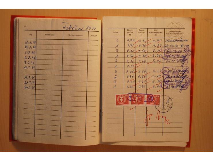 1966/90, ZKD-Kontrollbuch aus 1972 bis 1990 mit einigen frankierten Seiten, dazu ZKD-Ausweis von 1966 und 5 Briefe mit divers