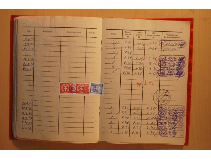 1966/90, ZKD-Kontrollbuch aus 1972 bis 1990 mit einigen frankierten Seiten, dazu ZKD-Ausweis von 1966 und 5 Briefe mit divers