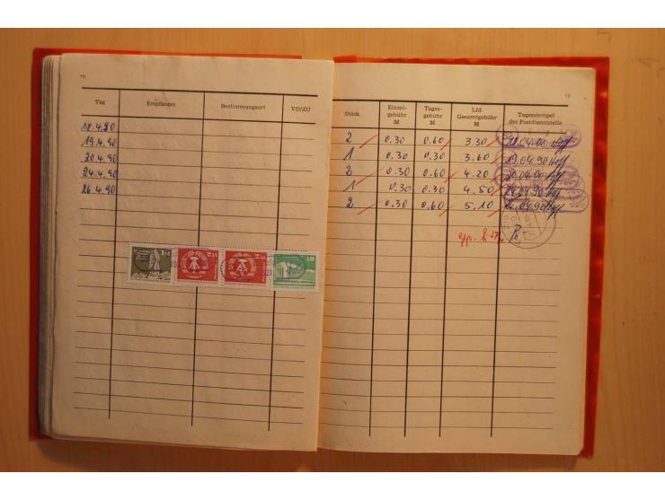 1966/90, ZKD-Kontrollbuch aus 1972 bis 1990 mit einigen frankierten Seiten, dazu ZKD-Ausweis von 1966 und 5 Briefe mit divers