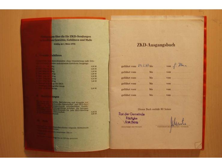 1966/90, ZKD-Kontrollbuch aus 1972 bis 1990 mit einigen frankierten Seiten, dazu ZKD-Ausweis von 1966 und 5 Briefe mit divers