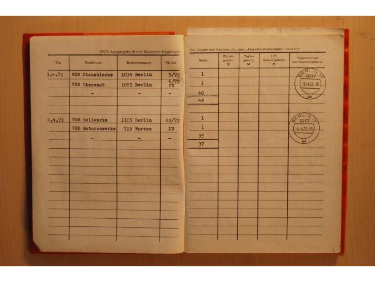 1966/90, ZKD-Kontrollbuch aus 1972 bis 1990 mit einigen frankierten Seiten, dazu ZKD-Ausweis von 1966 und 5 Briefe mit divers