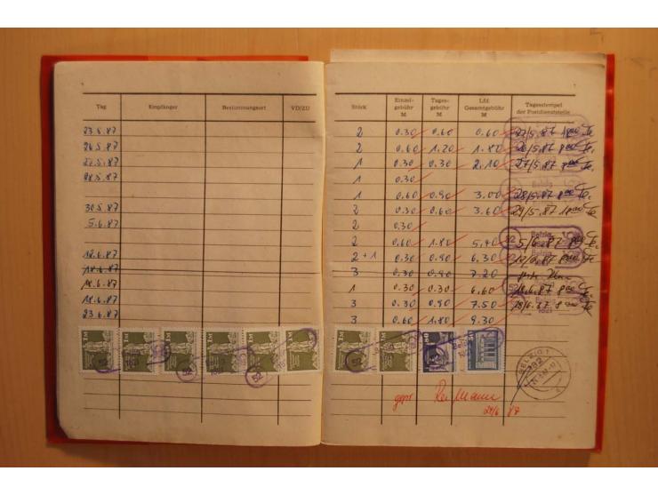 1966/90, ZKD-Kontrollbuch aus 1972 bis 1990 mit einigen frankierten Seiten, dazu ZKD-Ausweis von 1966 und 5 Briefe mit divers