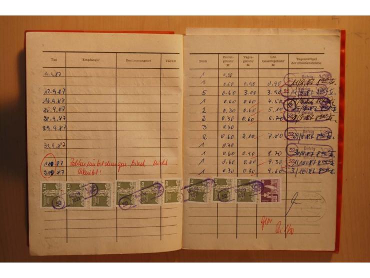 1966/90, ZKD-Kontrollbuch aus 1972 bis 1990 mit einigen frankierten Seiten, dazu ZKD-Ausweis von 1966 und 5 Briefe mit divers