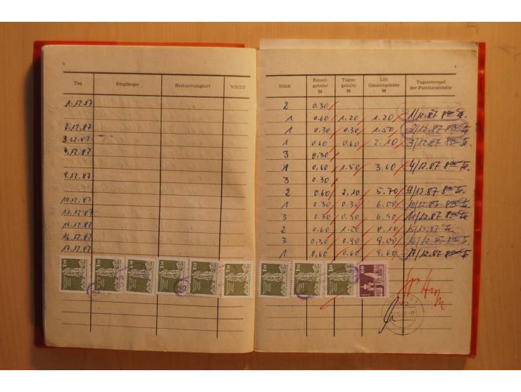 1966/90, ZKD-Kontrollbuch aus 1972 bis 1990 mit einigen frankierten Seiten, dazu ZKD-Ausweis von 1966 und 5 Briefe mit divers