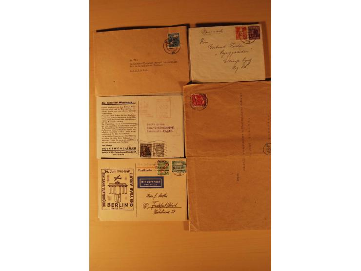 1949/50, Rotaufdruck, über 50 Briefe und Karten mit EF und MEF, R-Briefe, Nachnahme-Briefe und Auslandspost sowie weitere Bes