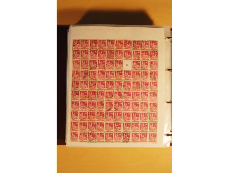 1948, Bauten Spezial-Posten mit angefangenen Plattierungen, Retuschen, Zähnungsvarianten etc., dazu Einsteckbuch mit postfris