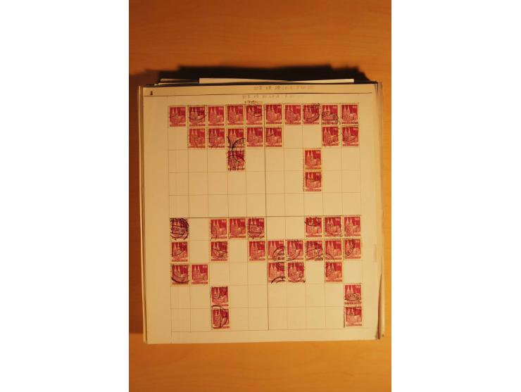 1948, Bauten Spezial-Posten mit angefangenen Plattierungen, Retuschen, Zähnungsvarianten etc., dazu Einsteckbuch mit postfris