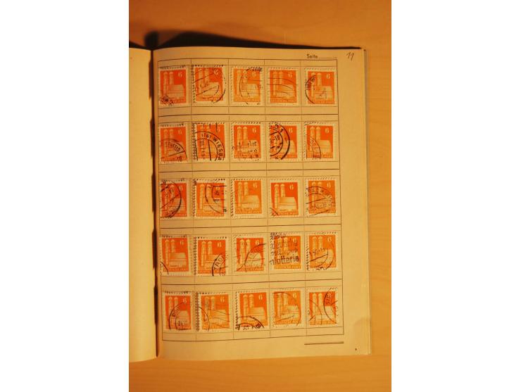 1948, Bauten Spezial-Posten mit angefangenen Plattierungen, Retuschen, Zähnungsvarianten etc., dazu Einsteckbuch mit postfris