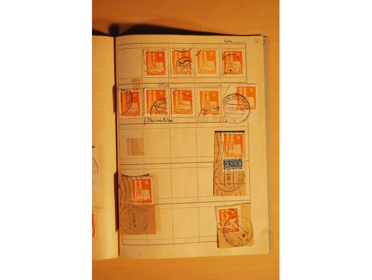 1948, Bauten Spezial-Posten mit angefangenen Plattierungen, Retuschen, Zähnungsvarianten etc., dazu Einsteckbuch mit postfris