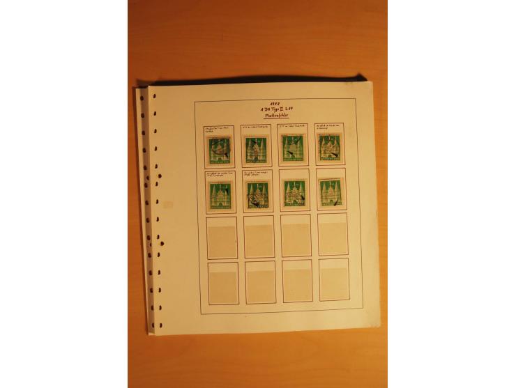 1948, Bauten Spezial-Posten mit angefangenen Plattierungen, Retuschen, Zähnungsvarianten etc., dazu Einsteckbuch mit postfris