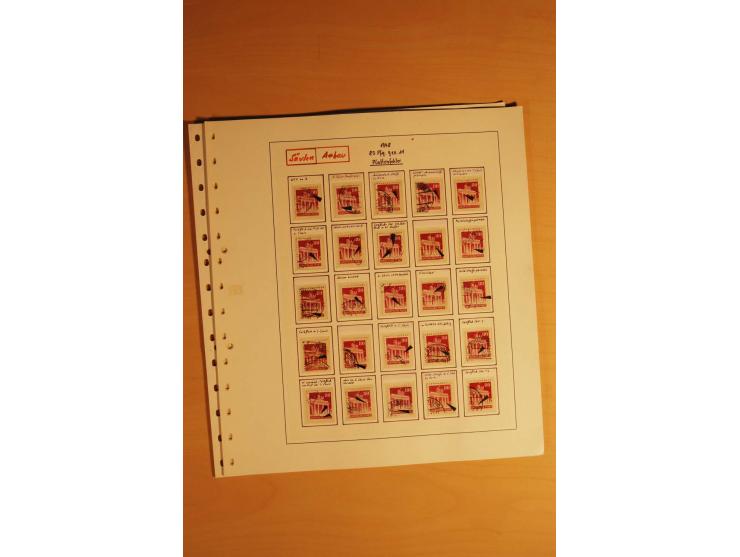 1948, Bauten Spezial-Posten mit angefangenen Plattierungen, Retuschen, Zähnungsvarianten etc., dazu Einsteckbuch mit postfris