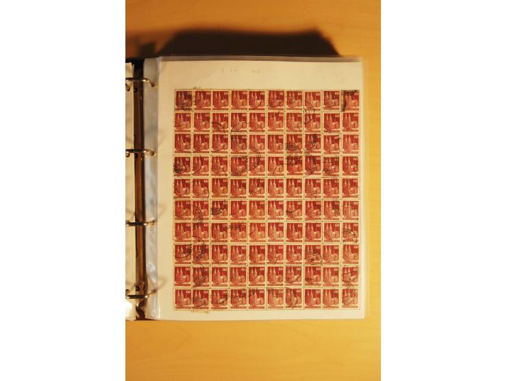 1948, Bauten Spezial-Posten mit angefangenen Plattierungen, Retuschen, Zähnungsvarianten etc., dazu Einsteckbuch mit postfris