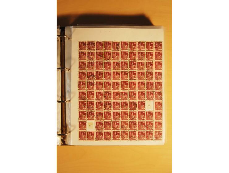1948, Bauten Spezial-Posten mit angefangenen Plattierungen, Retuschen, Zähnungsvarianten etc., dazu Einsteckbuch mit postfris
