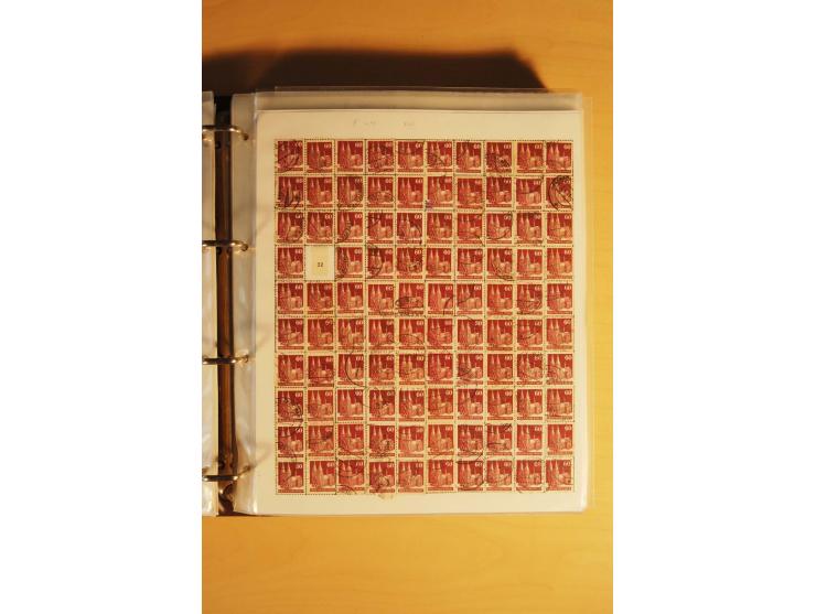 1948, Bauten Spezial-Posten mit angefangenen Plattierungen, Retuschen, Zähnungsvarianten etc., dazu Einsteckbuch mit postfris