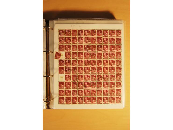 1948, Bauten Spezial-Posten mit angefangenen Plattierungen, Retuschen, Zähnungsvarianten etc., dazu Einsteckbuch mit postfris
