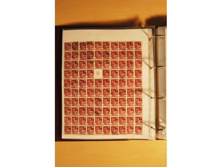 1948, Bauten Spezial-Posten mit angefangenen Plattierungen, Retuschen, Zähnungsvarianten etc., dazu Einsteckbuch mit postfris