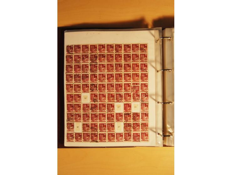 1948, Bauten Spezial-Posten mit angefangenen Plattierungen, Retuschen, Zähnungsvarianten etc., dazu Einsteckbuch mit postfris