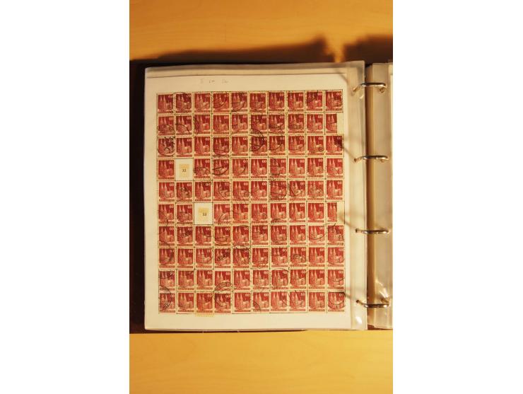 1948, Bauten Spezial-Posten mit angefangenen Plattierungen, Retuschen, Zähnungsvarianten etc., dazu Einsteckbuch mit postfris