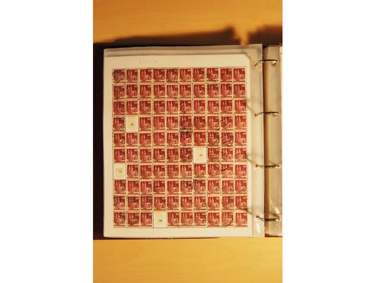1948, Bauten Spezial-Posten mit angefangenen Plattierungen, Retuschen, Zähnungsvarianten etc., dazu Einsteckbuch mit postfris